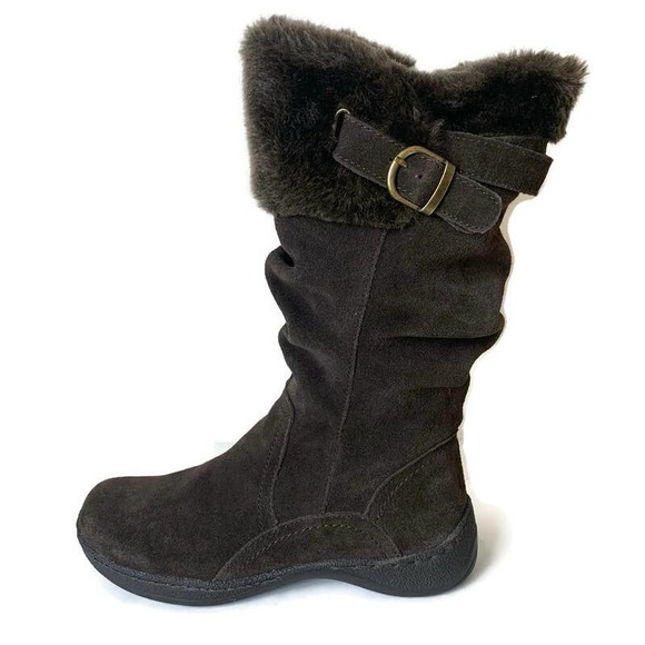 Naturalizer Womens Faux Fur Lined Side Zip Brown Suede Boots Size 7.5 - Picture 2 of 12